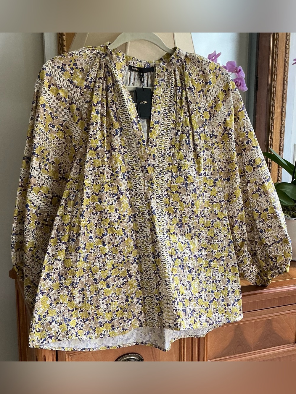 NWT Maje Floral Eyelet Blouse. Original price:$415. Size 1 (US Small)